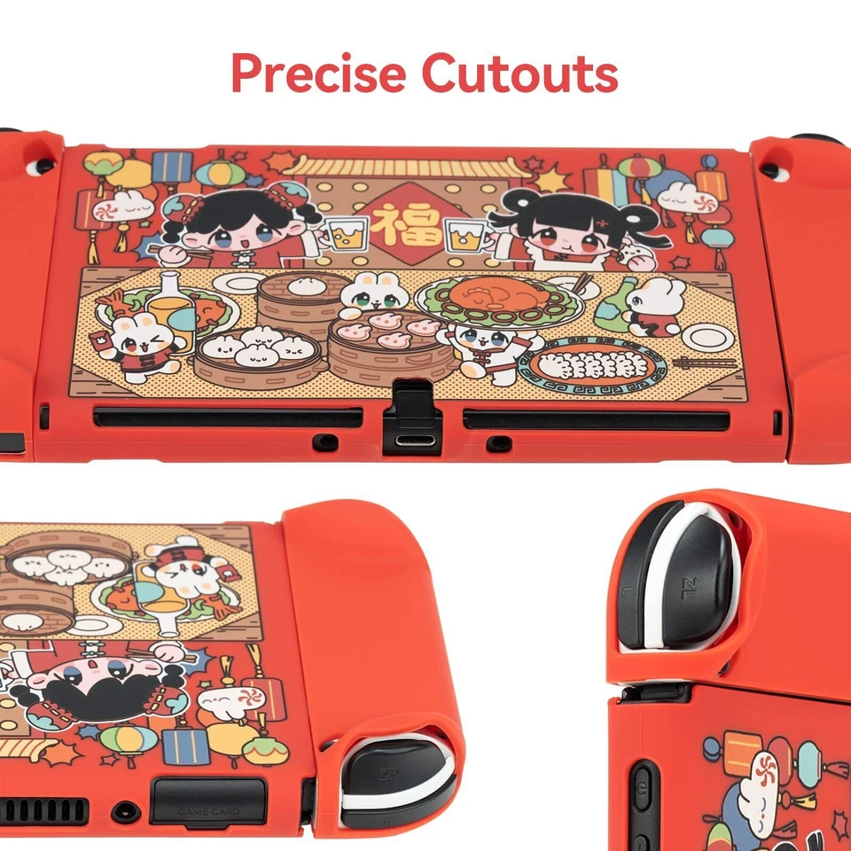 GeekShare Protective Case for Switch OLED Joycon Slim Cover Bunny Dinner NewYear - Image 2 of 4