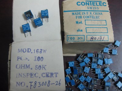 1X 50Kohms 1/4w 10% CONTELEC TC163W Trimmer Resistors Through Hole 50k