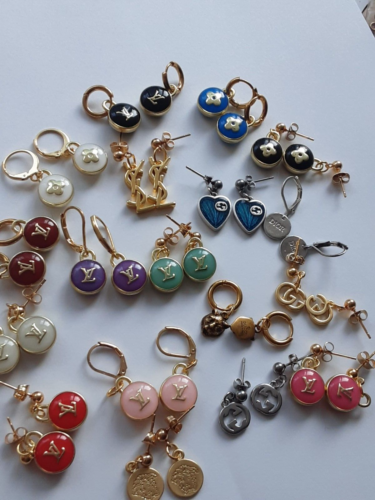 Mix 17 pairs metal versaceGucci Dior YSL Versace charms Earrings Stamped
