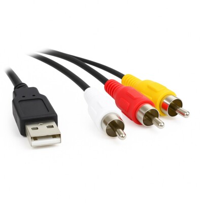 E08 USB 2.0 auf Cinch Kabel 1,5m AV Audio Video TV Kabel Adapter Camcorder TV PC