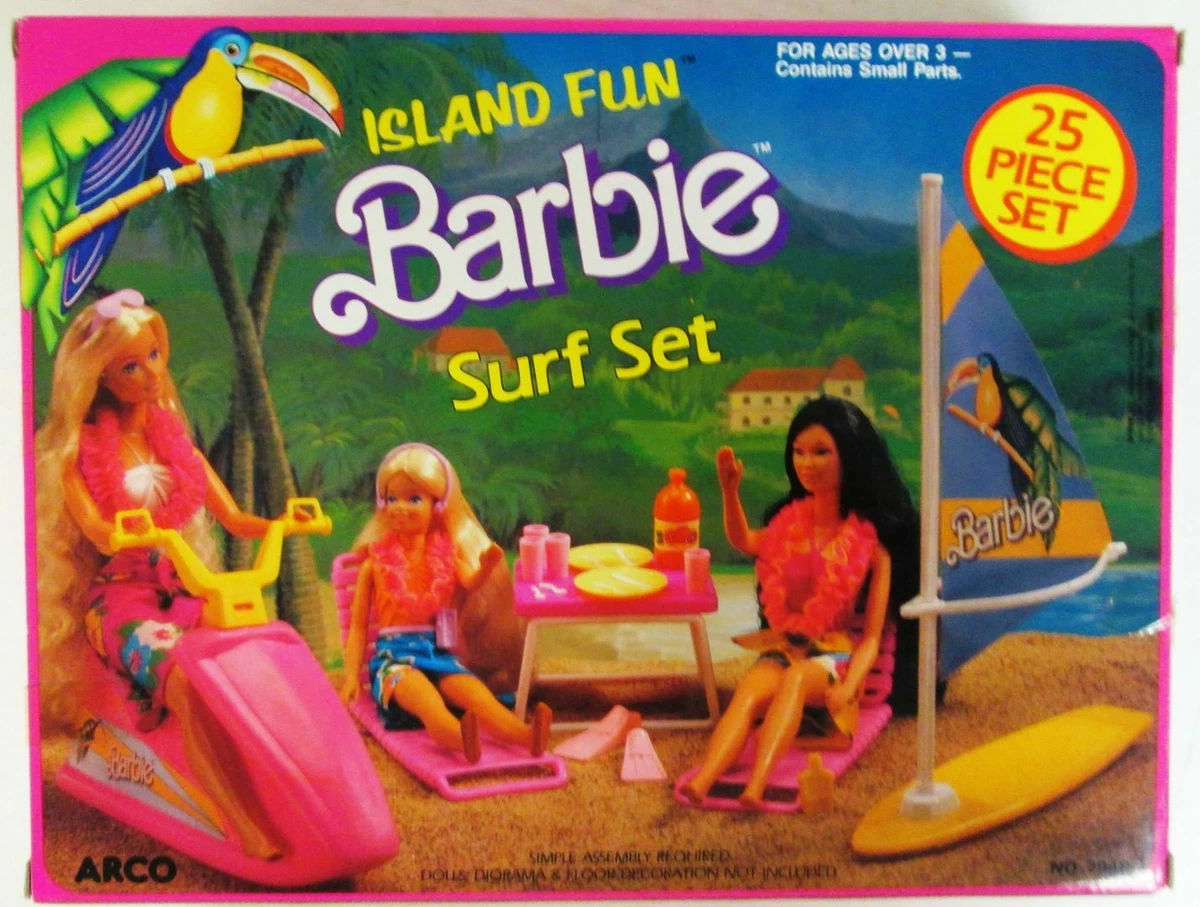 Conjunto de surf 1987 Island Fun Barbie NOVO
