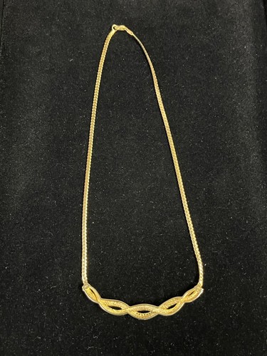 Beautiful Gold Plated Sterling Silver Cubic Zirconia Link Necklace 15" Inches - Picture 5 of 8