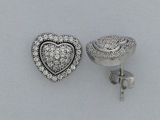 Heart Earrings with Cubic Zirconia Stones 925 Sterling Silver