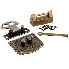 Antique Jewelry Box Case Latch Hasp  Vintage Lock Cabinet Cupboard Decorative