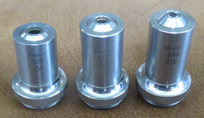 Three EDSCORP Microscope Objective Lot 10x 20x 40x Japan