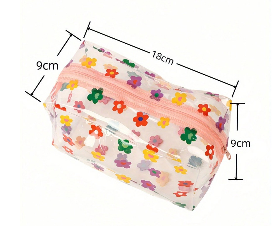 1pc Transparent Zipper Makeup Storage Bag – Travel Cosmetic & Waterproof Pencil