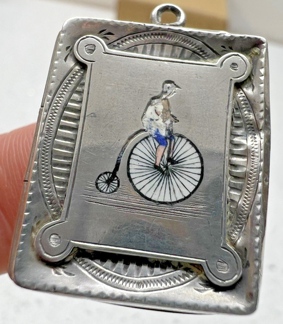 RARE HM1892 ANTIQUE SOLID SILVER PENNYFARTHING ST… - image 13