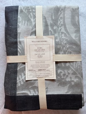 Williams Sonoma ALBA JACQUARD 70 x 108 Tablecloth blue gray