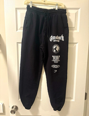 Gymshark Global Lifting Men's Joggers Size M Black Graphic Gym Sweatpants