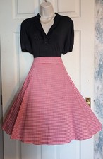 Collectif Vintage /Retro 50s style full flared gingham skater skirt Sz 16