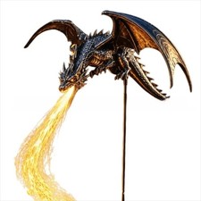Solar Dragon Fire Garden Light Resin Dragon Outdoor Yard Lawn Halloween Decor