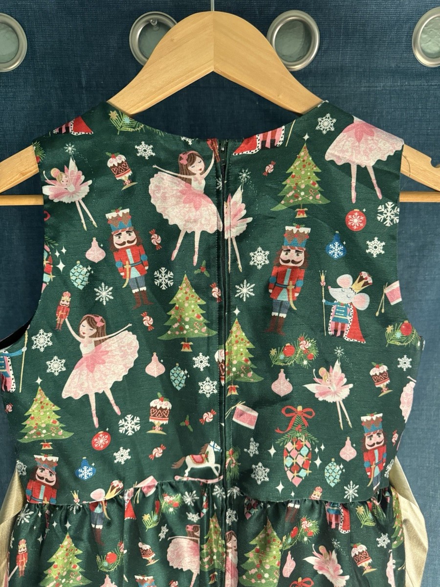 Bonnie Jean Christmas Nutcracker Dress Green Gold Bow with Jacket Girls  Size 16 | eBay