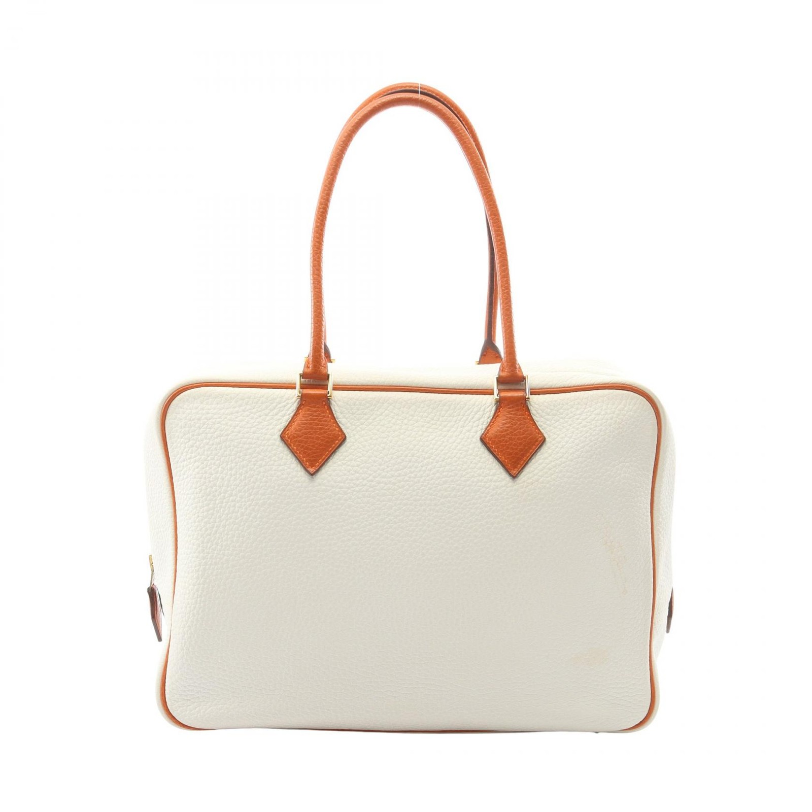 Bolso de mano HERMES Plume 32 bicolor I Taurillon Clemence Potiron naranja us...