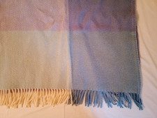 Blue Plaid Wool Blanket Throw New with Tags Made in Greece