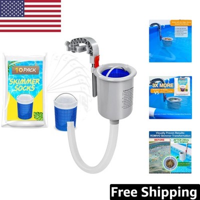 Effortless Above Ground Pool Skimmer with 10 Washable Socks for Sparkling Water