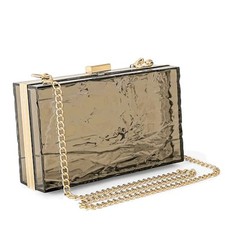 Womens Clear Purse Acrylic Evening Bags clear clutch purse Ripple Shaped Brown