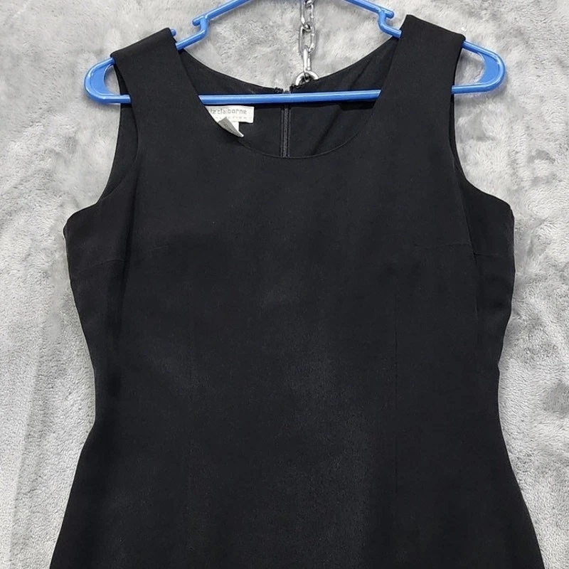 Vestido vintage Liz Claiborne para mujer 8 negro seda sin mangas funda LBD glam fiesta Foto 2 de 4