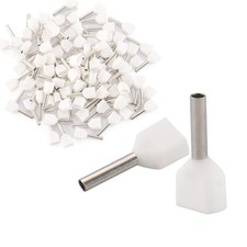 200 Pack AWG 22 0.5mm Twin Insulated Ferrule, TE0508, White, Pin Cord End