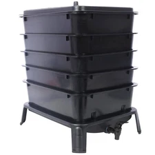 13 Gal. 5-Layer Worm Composter for Recycling Food Waste, All-In-One Starter Kit,