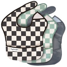 Mess-Proof Baby Bibs for Eating  Waterproof, Wipeable Bibs with Catch-All Po...
