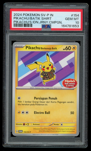 PSA 10 GEM MINT Pokemon Indonesian Pikachu Batik 154/SV-P Journey Campaign Promo