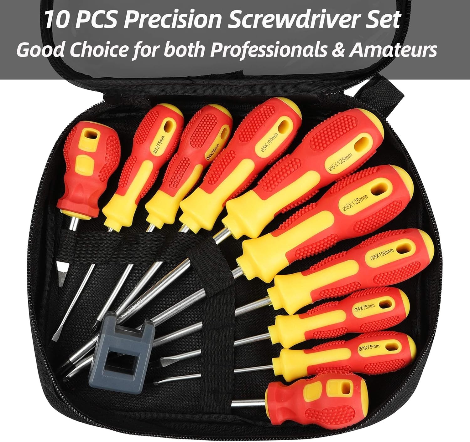 Magnetic Screwdriver Sets 10 PCS,Craftsman Screwdriver Set with Bag,Flat Head...