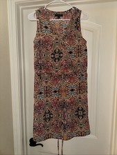BANANA REPUBLIC floral paisley dress Size 0 Drawstring Waist Pockets Scalloped V