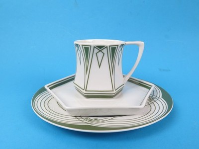 Bauscher Weiden 3er Gedeck (Teller Mokkatasse, UT) Jugendstil Repl Peter Behrens