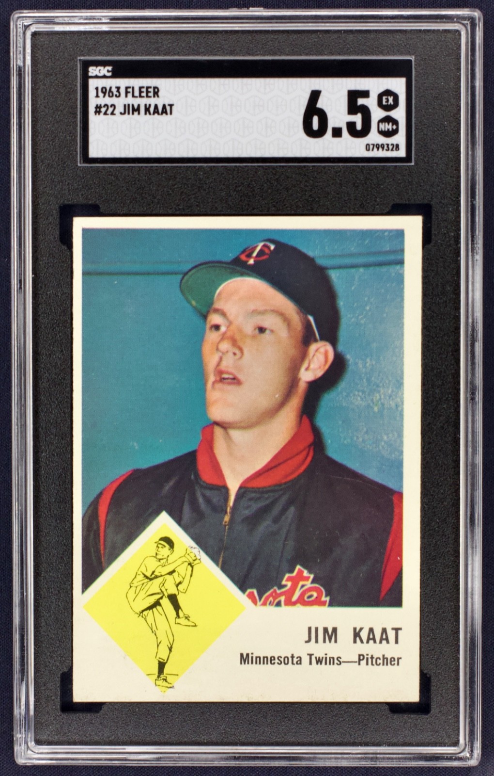 1963 Fleer Jim Kaat #22 Minnesota Twins SGC 6.5 EX-NM+