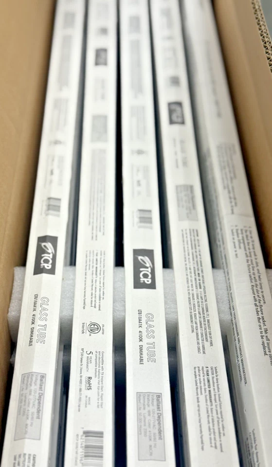TCP LT818A41K 4' Glass LED T8 Tube Type A 4100K — 25 Pack (Full Box) -NEW - Image 3 of 4