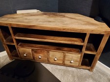 Wooden TV Cabinet Brown Corner Unit