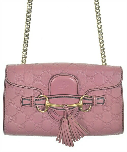 GUCCI Shoulder Bag Pink Monogram Leather Ladies Japan C-250919-4