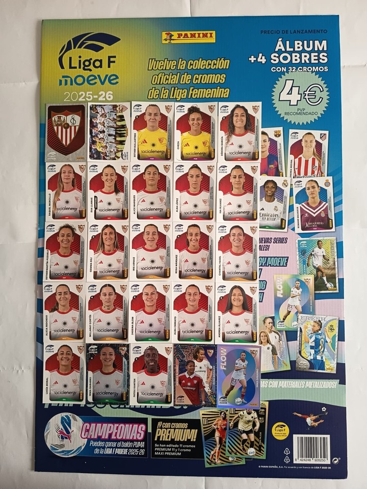 PANINI STICKER LIGA F MOEVE 2025-26 25 STICKERS EQUIPO COMPLETO SEVILLA FC