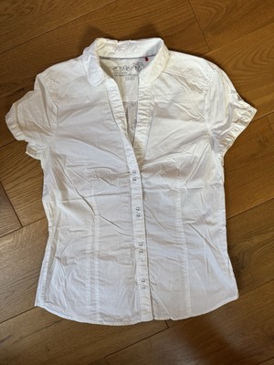 ESPRIT Damen Shirt Polo Sommer Hemd Kurzarm Weiß Gr. 42