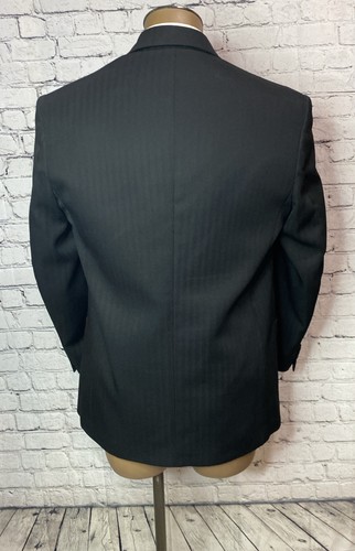 Vtg USA Made Double Breasted 42 Black Stripe Blazer Suit Jacket Raffinati - Picture 5 of 14