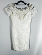 Vintage White Lace Beaded Sequin Puff Sleeve ...