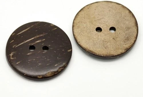 30pc 1-1/8" (30mm) Brown Coconut Shell 2 Holes Sewing Buttons - Image 3 of 3