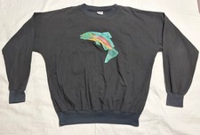 Vintage Quitman USA Painted Fish Sweatshirt Made in USA 100% Cotton