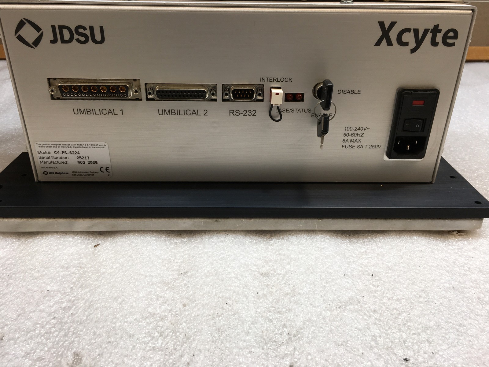 JDSU Xcyte CY-355-020-6224 Laser w/ JDSU CY-PS-6224 PSU and Cables