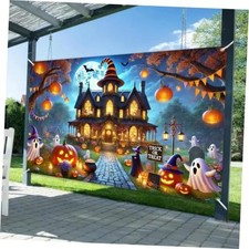 Happy Halloween Banner 71 x 43 Inch Haunted House Ghost Halloween Decor 01