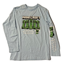Minecraft T-Shirt Teens XL Create Explorer Survive Long Sleeve Blue New