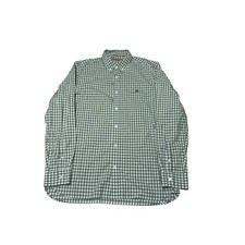 Burberry London England Mens Green Gingham Button Down Shirt L Equestrian Logo