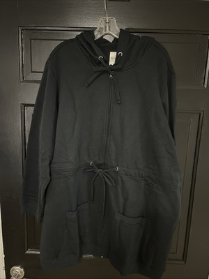 Blair Hooded Draw-Steing Waist Jacket Women s 2XL Black Full-Zip Tunic - New