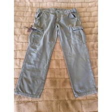 Vintage Y2K American Eagle Slouchy Skinny Cargo Pants Women 10 Faded Khaki Green