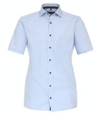 CASAMODA men's business shirt modern fit Kent collar short sleeve solid blue
