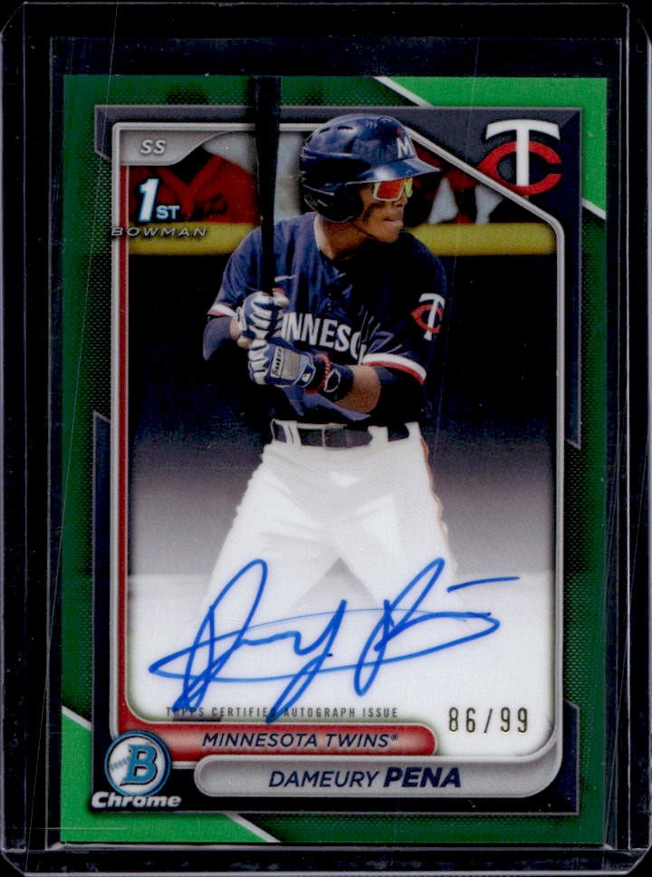 2024 Bowman Chrome Dameury Pena Auto Green Refractor 1st #86/99 Twins