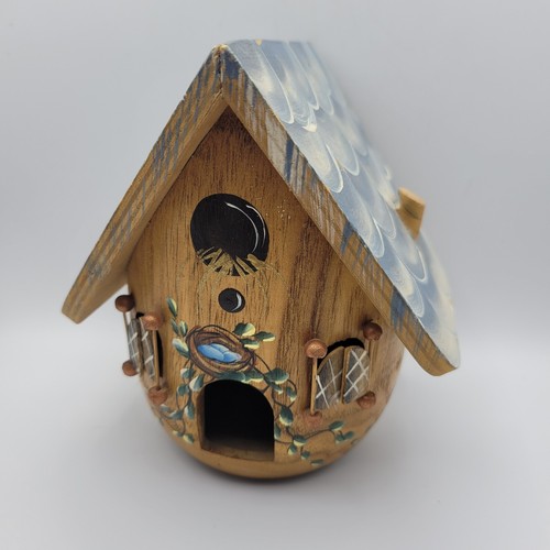 Hand Painted Wooden Birdhouse House Decor Marquette Michigan Rustic Handmade