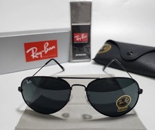 New Ray-Ban RB3025 Aviator Pilot Sunglasses Black Frame Glass Gray Lens 58mm