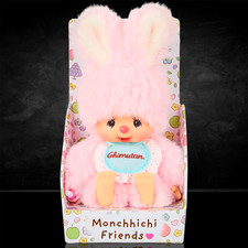4.75" Small Monchhichi Doll - Chimutan Pastel Pink Bunny - Authentic Monkey