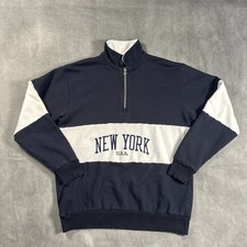 John Galt California Brandy Melville NEW YORK 1/4 Zip Sweatshirt Size MEDIUM Y2K